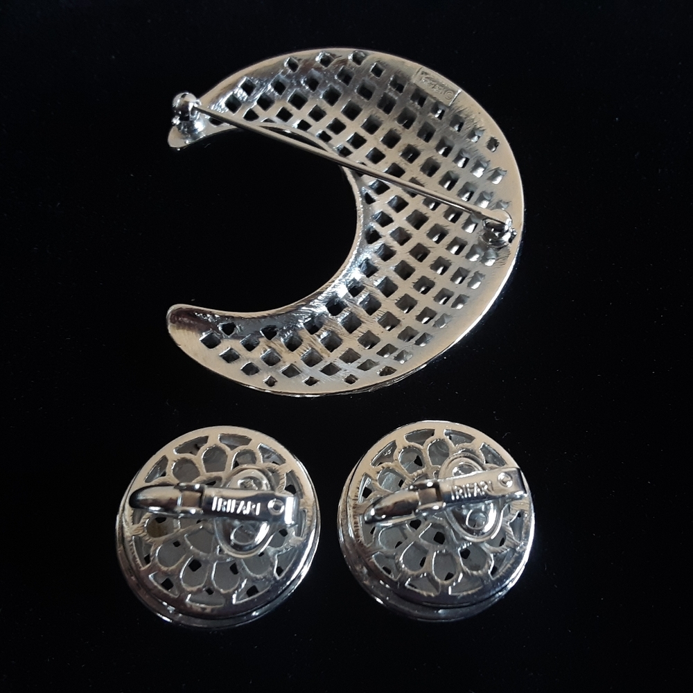 Vtg.Trifari Jewelry Brooch & earrings Basket Weave - Picture 8 of 8